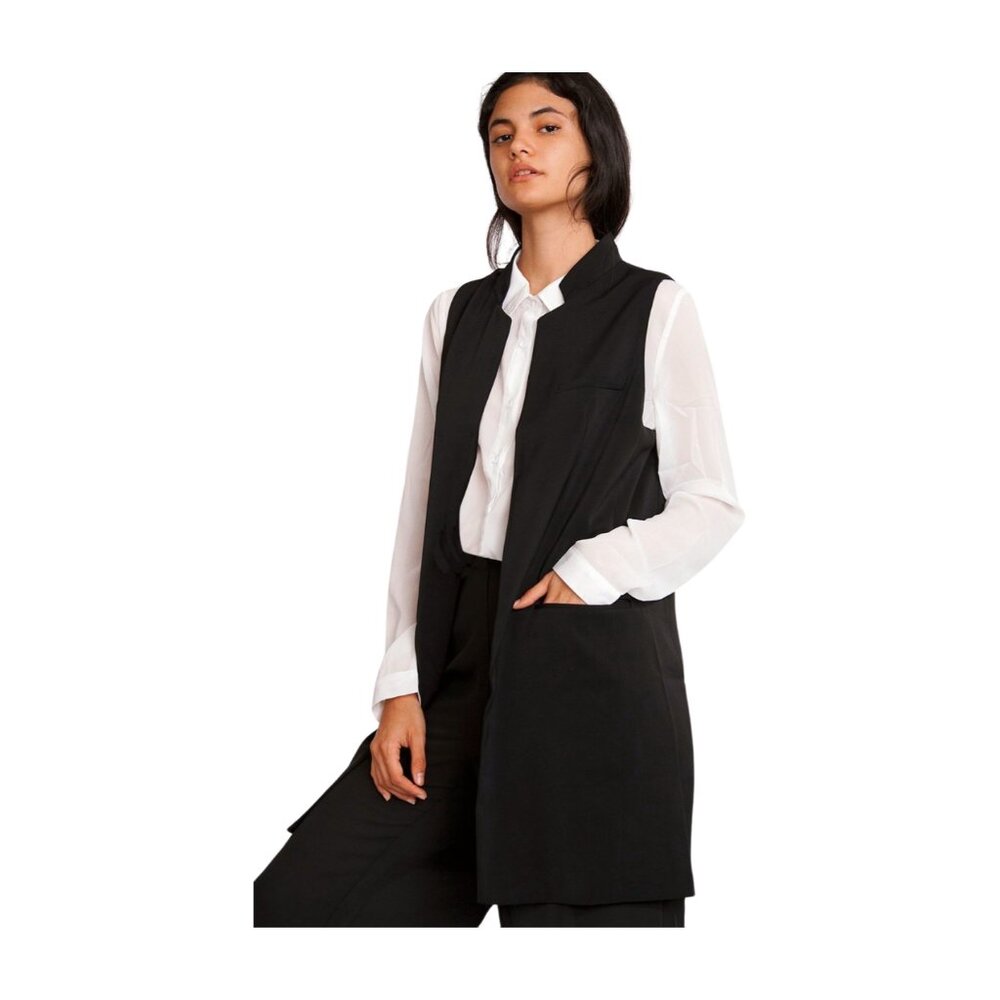 Black Long Open Waistcoat, New and available in various sizes.